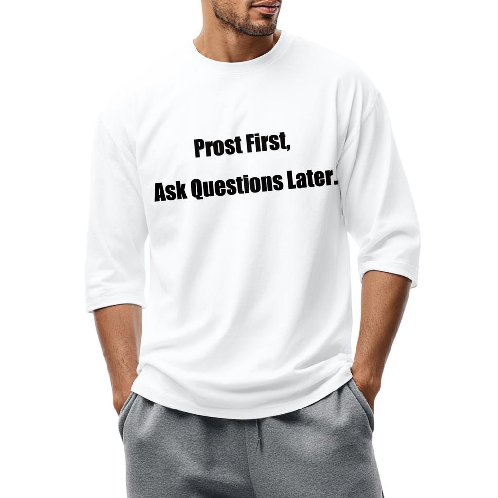 Men's fashionable casual round-neck three-quarter sleeve top T-shirt