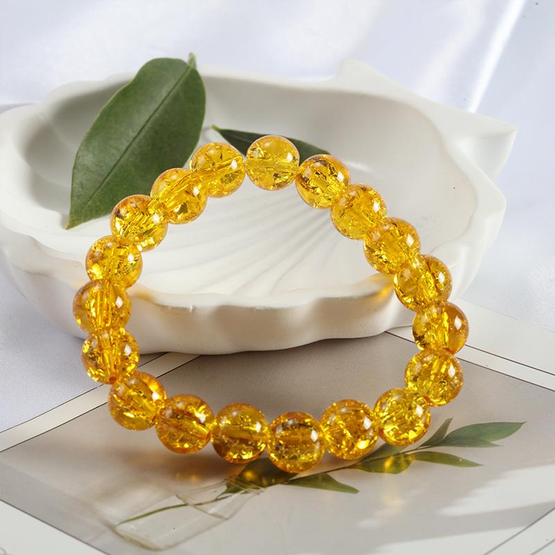10mm Y2K Style Cracked Bead Bracelet, Multi Color Glass Round Bead Women's Fashion Jewelry Suitable For Daily Wear