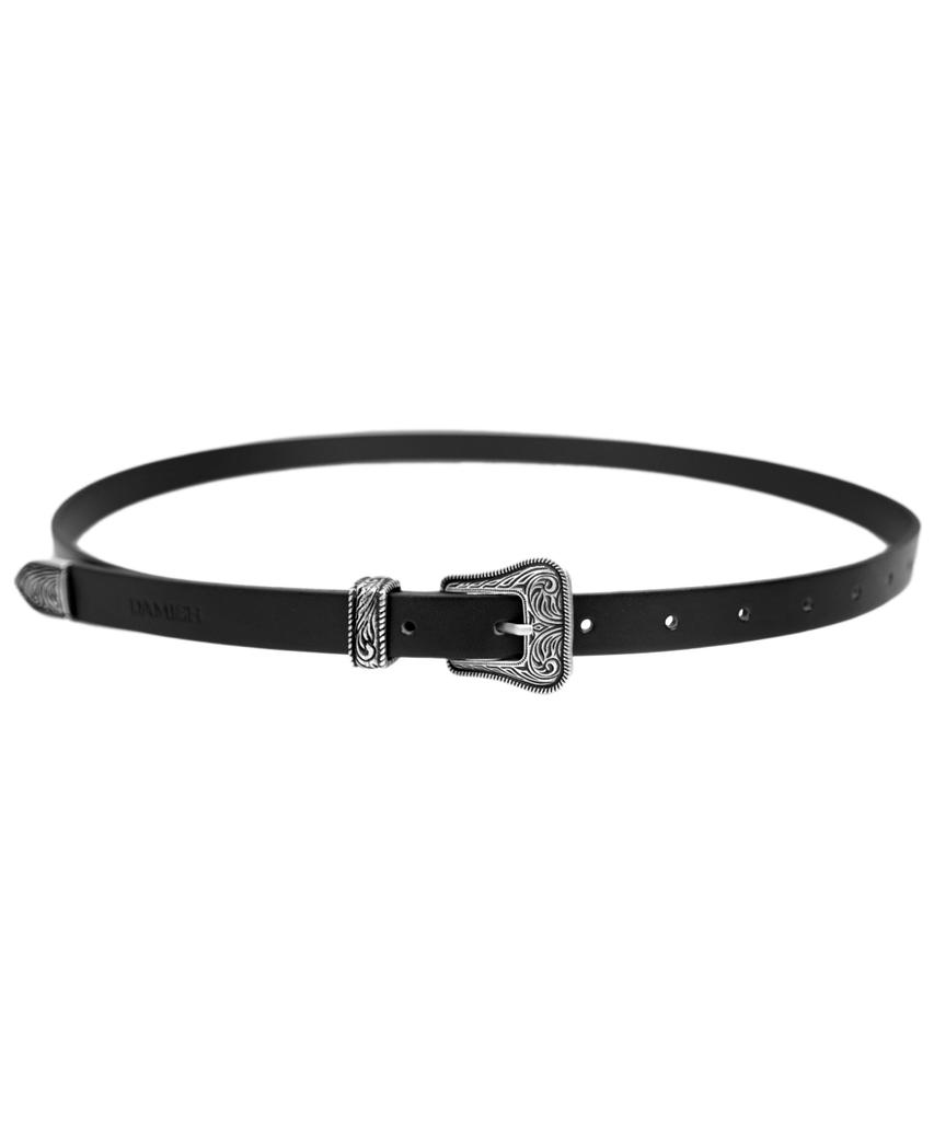 Damiswi Paisley Buckle Western Cowhide Belt_Black