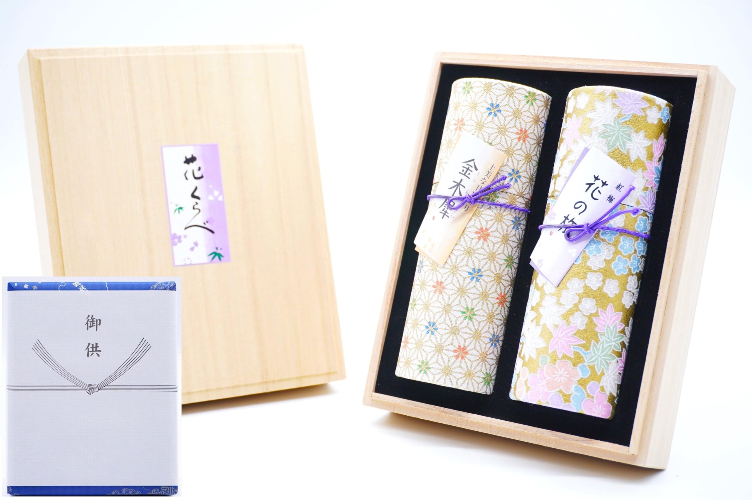 

Eirakuya Kinkosai and Koubai incense sticks, gift set, low smoke, with condolence message, in a luxury paulownia box