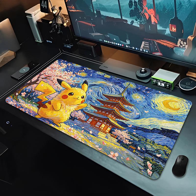 Mouse Pad Pokemon Gamer Rubber Computer Gaming Accessories HD Print Mousepad Cute Pikachu Oversized Extended Desk Mat Lock Edge 800x300x2mm