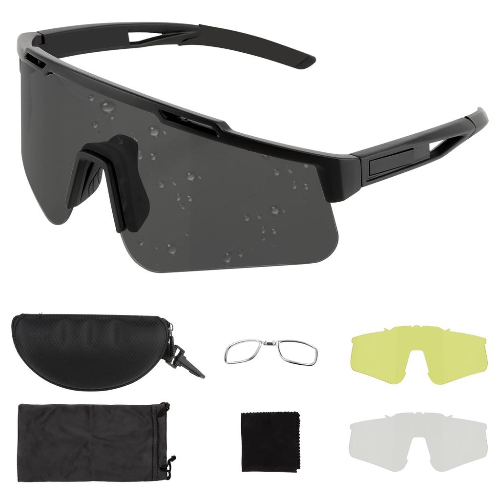 FOCUHUNTER Tactical Shooting 3 Interchangeable Inner UV400 Hard Case for and Black Frame Goggles, Impact-Resistant Sunglasses, Glasses, Lenses, Frame,