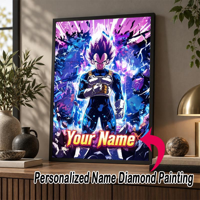 Personalized Dragon Ball Vegeta Diamond Art Custom Name 5D Diamond Painting Full Drill DIY Craft