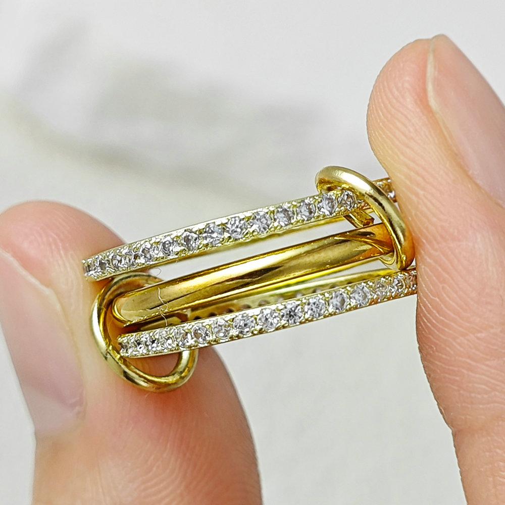 Multiple Layers Stackable Rings For Women Jewelry New Stainless Steel Gold Shiny Zircon Spinelli Kilcollin Ring Male Gifts