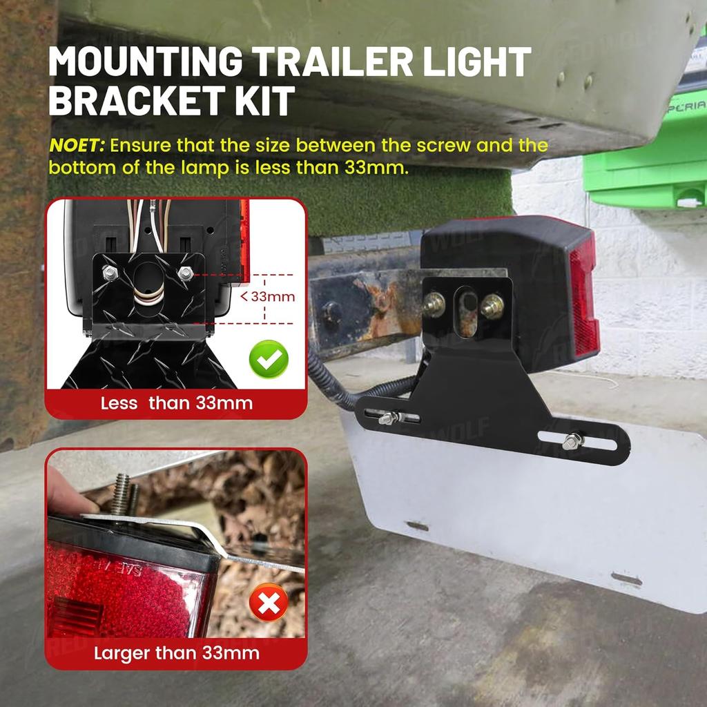 RED WOLF Trailer License Plate Light Holder Aluminum Utility License Plate Bracket For RV ATV Trailer Adjustable License Plate Metal License Plate