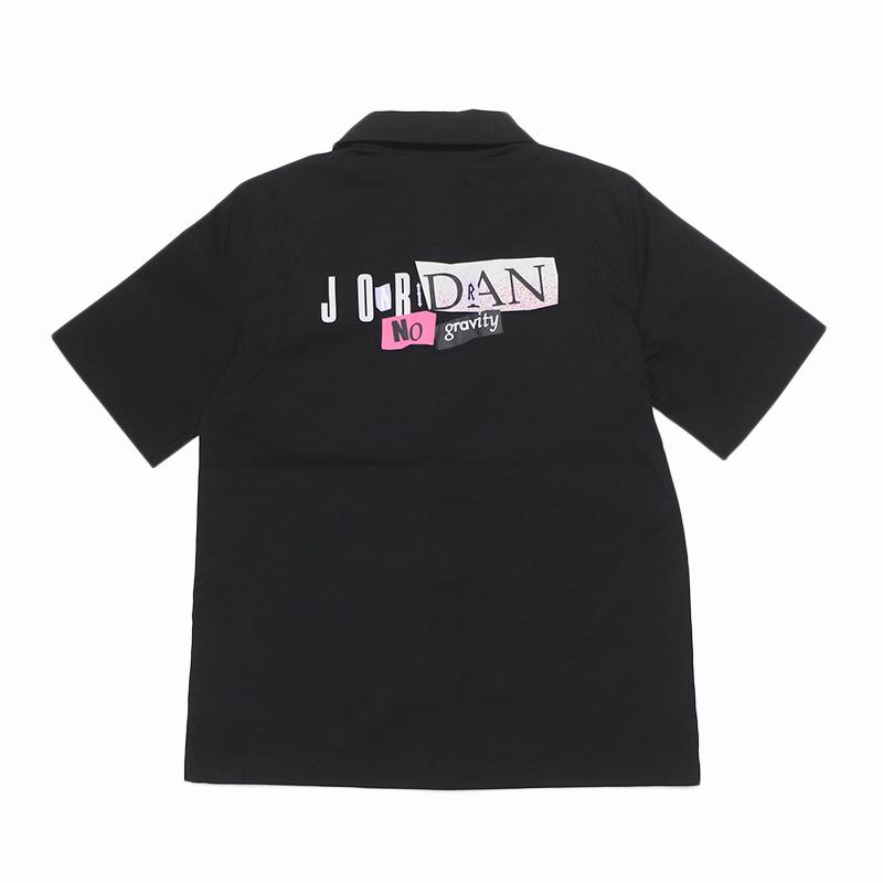 Jordan Trendy Sports Button Loose Short Sleeve Shirt Women shirts Black HF6421010