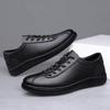 Men's Genuine Leather Plus Size Casual Black Shoes with Soft Sole for Spring and Autumn