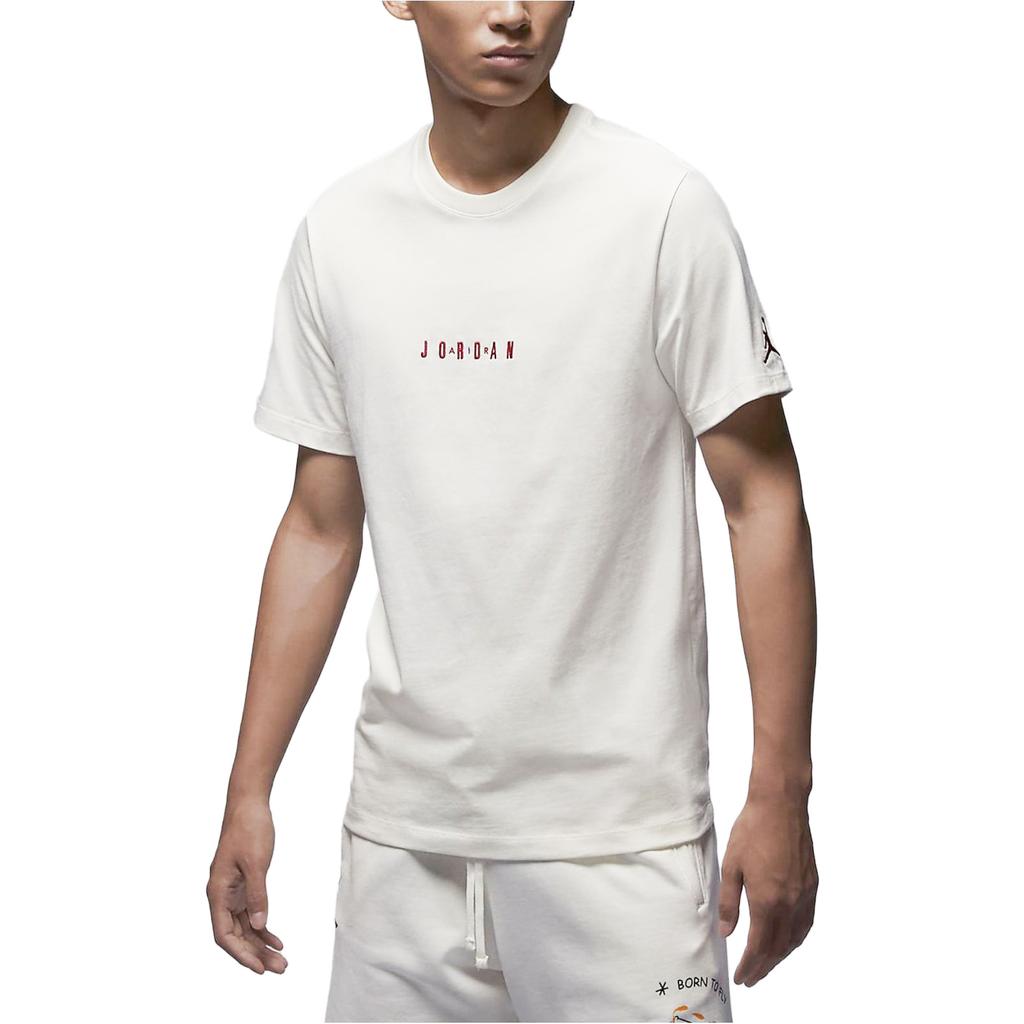 Jordan Air Letter Print American Retro Casual Short Sleeve T-Shirt Men Tops Sail-White DM3183-133