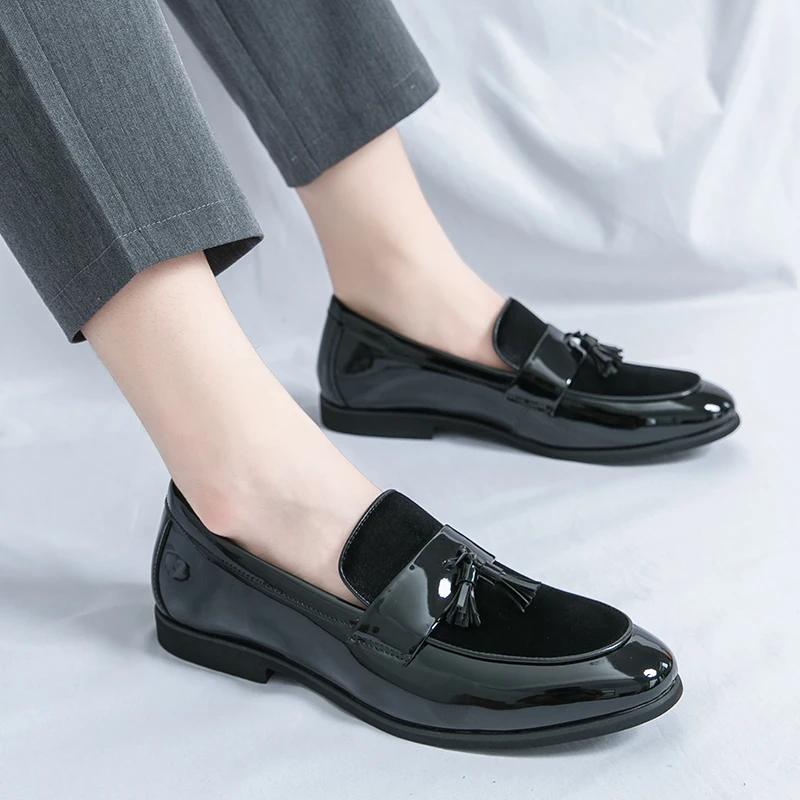 

Мужская повседневная обувь для отдыха на природе Кожаные мужские туфли в ретро-британском стиле с кисточками Мужские удобные туфли на плоской подошве для вождения на открытом воздухе Мужские мокасины 11 чёрный