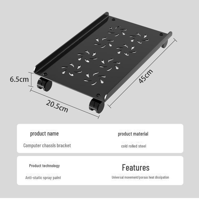 Removable Metal Desktop Computer Chassis Base and Storage Rack