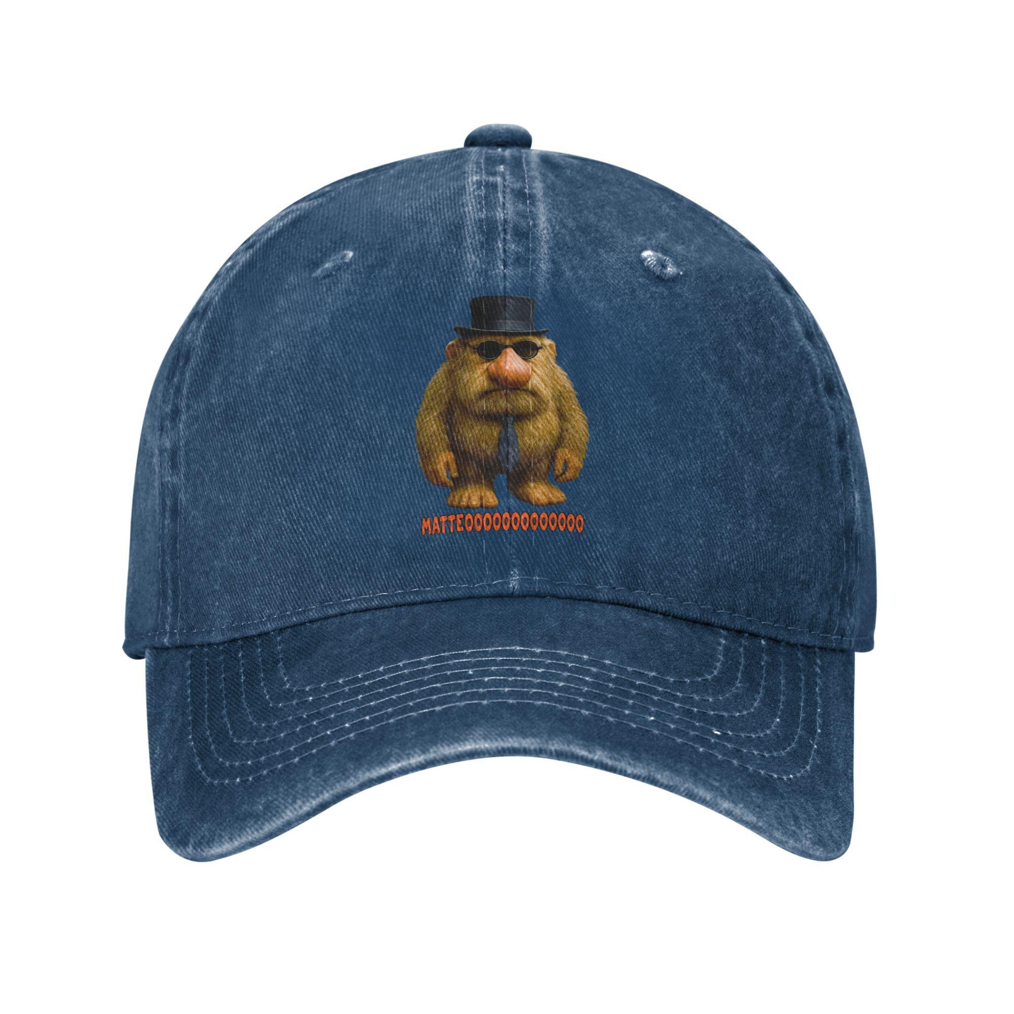 

Matteooooooooooooo Mateo Italian Brainrot character Baseball Cap Sun Kpop Rock Adjustable Washed Trucker Hat Men Snapback Cap One Size