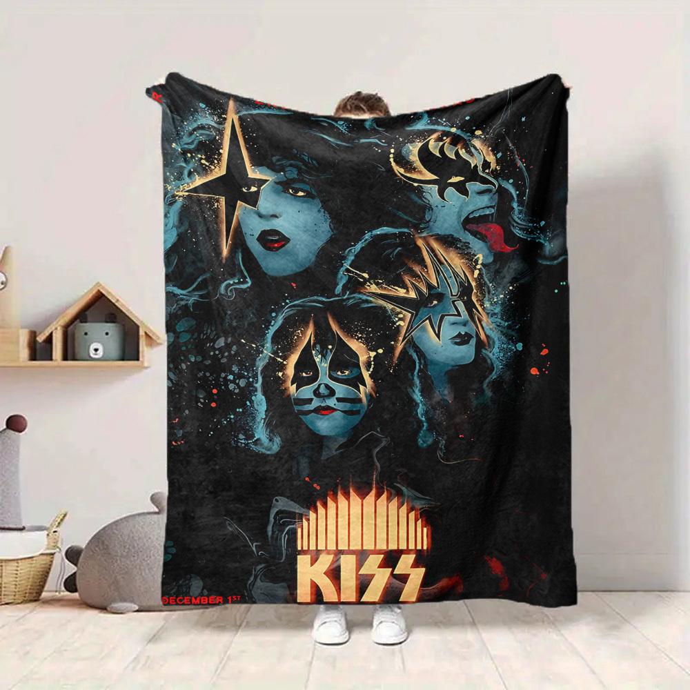 1pc KISS Band Blanket Soft All Season Throw with Vibrant Design, Perfect for Home, Travel, and Gifts, Ideal for Naps and Camping