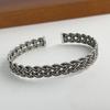 100% Solid 925 Silver Retro Bracelet for Women Men Vintage Handmade Hollow Chain Bracelet Birthday Gift Jewelry
