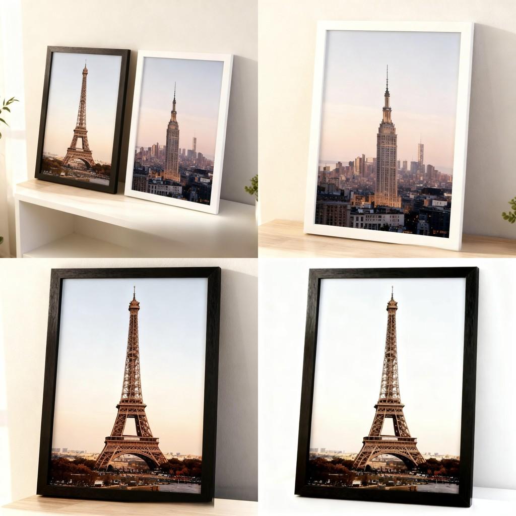 Moderner minimalistischer Fotorahmen mit handgefertigter Holzoberfläche für Wohnzimmerwanddeko