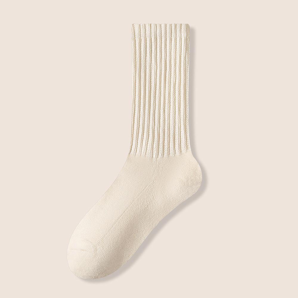 Man' Autumn and Winter Pure Cotton Fleece Vintage Antibacterial Loop Warm Long Socks