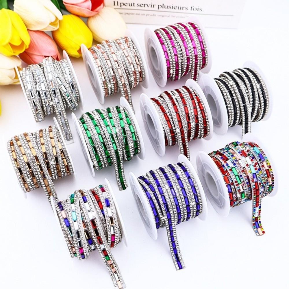 Colorful Crystal Strip Self Adhesive Flexible Glass Rhinestone Trim Shiny DIY Supply Rhinestone Strip Garment Accessories