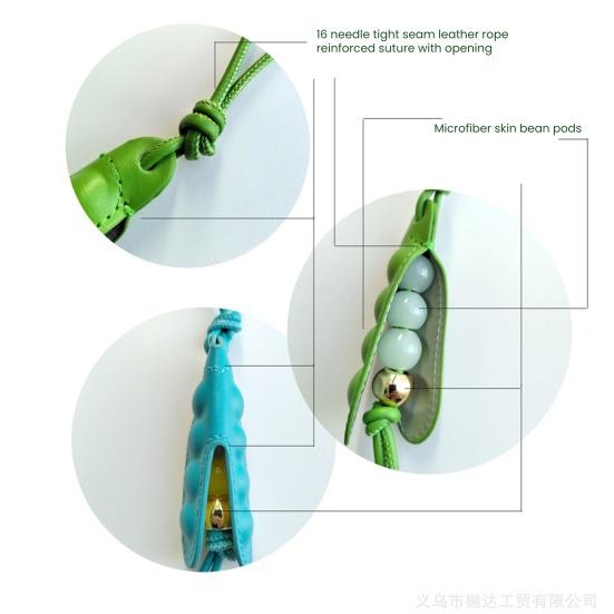 Pea Shell Bag Charm Cute Pea Beads Pendant Handmade Keychain Charm Accessory for Backpack Phone Handbag Decoration