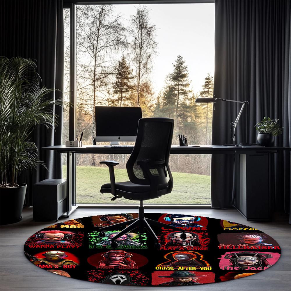 Halloween horror Printed Round Rug Carpet Chair Rug Area Rug Entryway Doormats,for Office Chair Living Room Bedroom Kitchen Room.