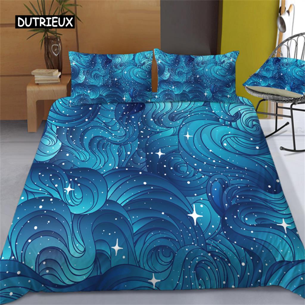 Duvet Cover Stars Bedding Set Night Sky Kids Girls Boys Night Sky Duvet Cover Set Dark Blue Galaxy for Women Children Room Decor