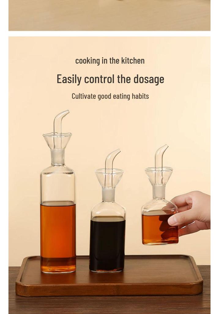 Bottiglia in Vetro per Salsa di Soia e Aceto da Cucina – Barattolo Ricaricabile per Condimenti per Olio di Sesamo e Vino da Cucina