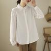 1116 New Jacquard Embroidered Cotton Shirt Women's Foreign Style Cotton Women's Shirt Lace Collar
