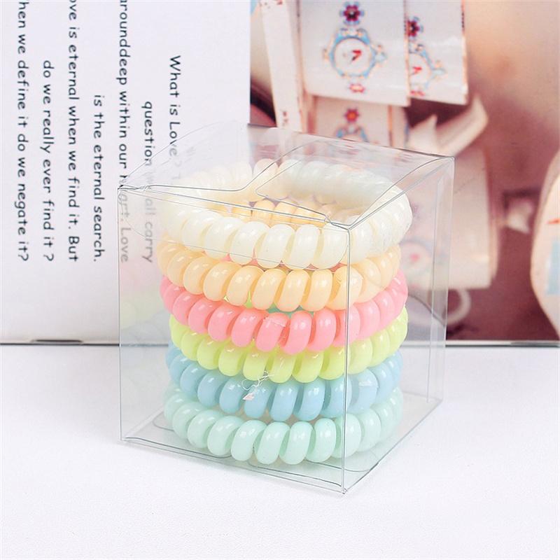 6Pcs/Set Fashion Matt Solid Telephone Wire Elastic Hair Band Frosted Spiral Cord Rubber Band Hair Tie Stretch Head Band Gum