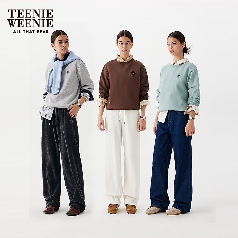 Teenie Weenie Women's Bear Embroidered Round Neck Sweatshirt