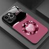 Electroplated Pink Heart phone case for iphone 17 pro max cover Built-in glass for iPhone 17 16 15 14 13 12 pm Pro Plus