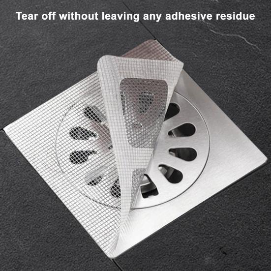 Disposable Mesh Hair Catcher Sticker 4"x4" Bathroom Shower Drain Cover Hair Trap Easy Installation Sink Strainer