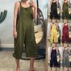 Effen Kleur Dames Losse Katoen Linnen Jumpsuit Mouwloos Harem Overalls Jumpsuits Losse Vintage Broek Femme Kleding