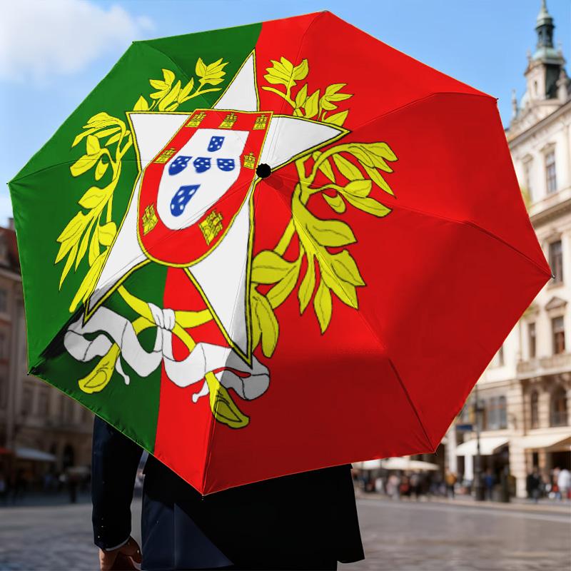 Portuguese Coat Of Arms Automatic Folding Umbrella - 8-Rib Travel Umbrella with Auto Open/Close & Portable Gifts for holidays or birthdays
