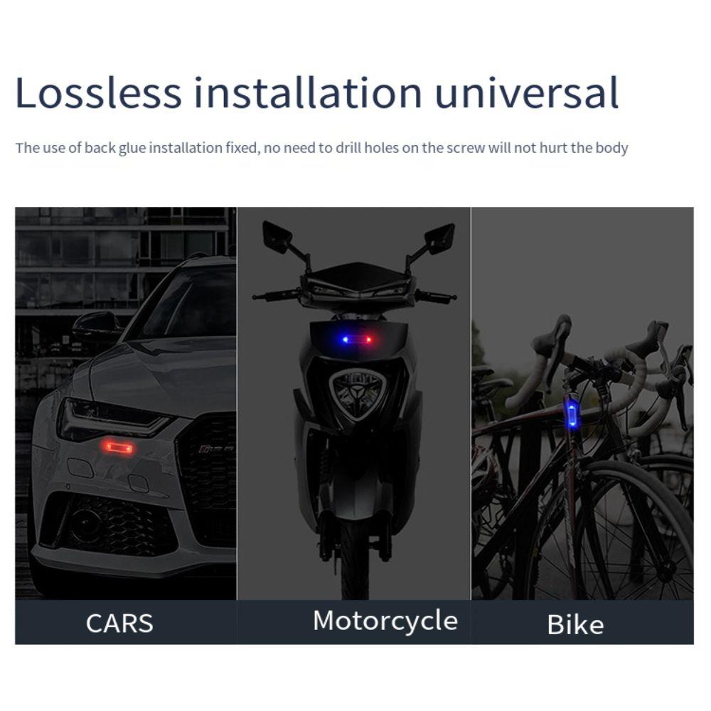 Solar-Powered LED Flashing Bicycle Light Simulated Alarm Motorcycle Running Lamp Car