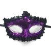 Lace Handheld Masquerade Masque with Stick Butterfly Sequin Half Face Eye Cushion for Women Carnival Venetian Prom Halloween Cosplay Parties