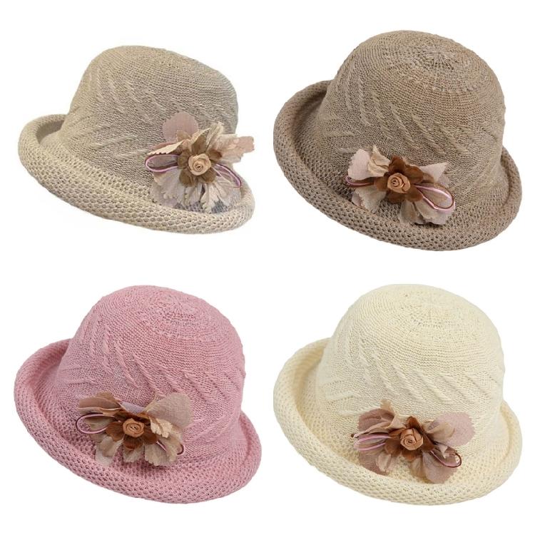 Classical Flower Style Bucket Hat Sun Protection Accessory Lightweight Acrylic Multiple Colorways