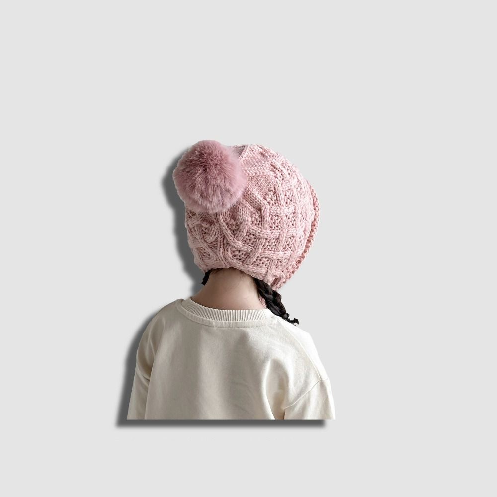 Tassel Pigtail Knitted Hat Autumn Winter Ear Protection Cap Fashion Princess Hat for Children