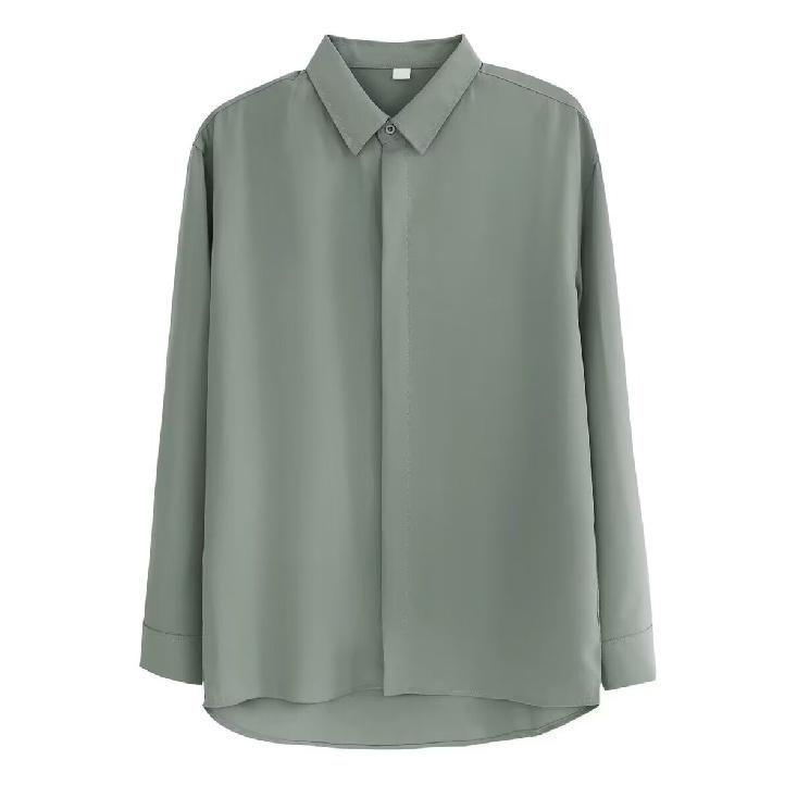 Podzimní světlý vyzrálý styl kubánský límec líná košile s dlouhým rukávem pánská volná košile 2024