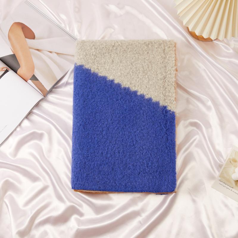 Spleißen Minimalistischer Schal Damen Herbst und Winter Doppelseitiger Verdickter Warmer Schal Halsschutzschal Neuer Schal Damen