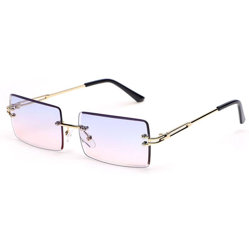 Metal Rimless Sunglasses Women's Glasses Square Ultra-light Men's Sunglasses