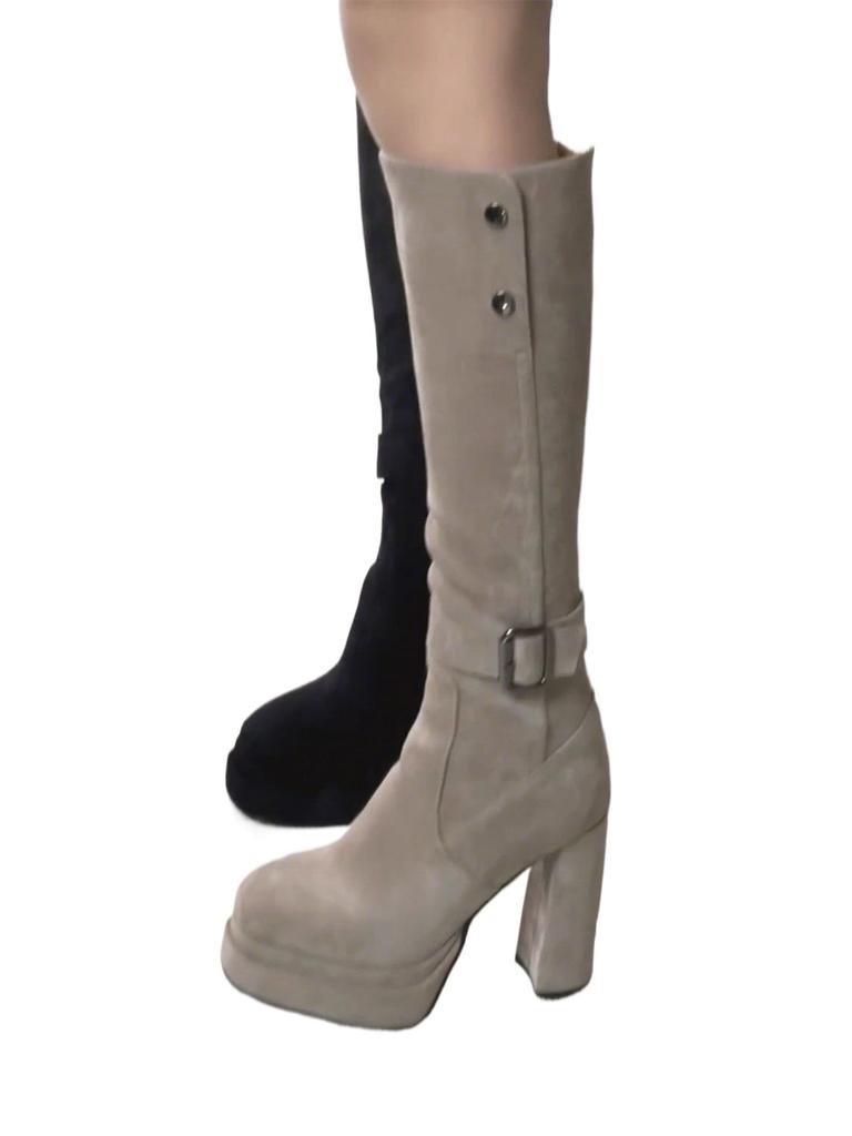 Retro two-wear high-heeled boots for women's 2025 new autumn and winter versatile and thin, heel but knee knight boots