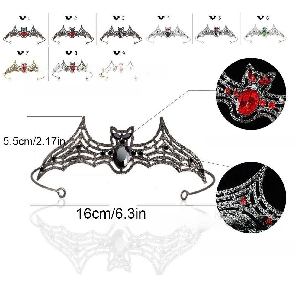 Simple Metal Halloween Bat Hairband Sparkling Dark Rhinestone Crowns Cosplay Props Multicolor Halloween Tiara Girl