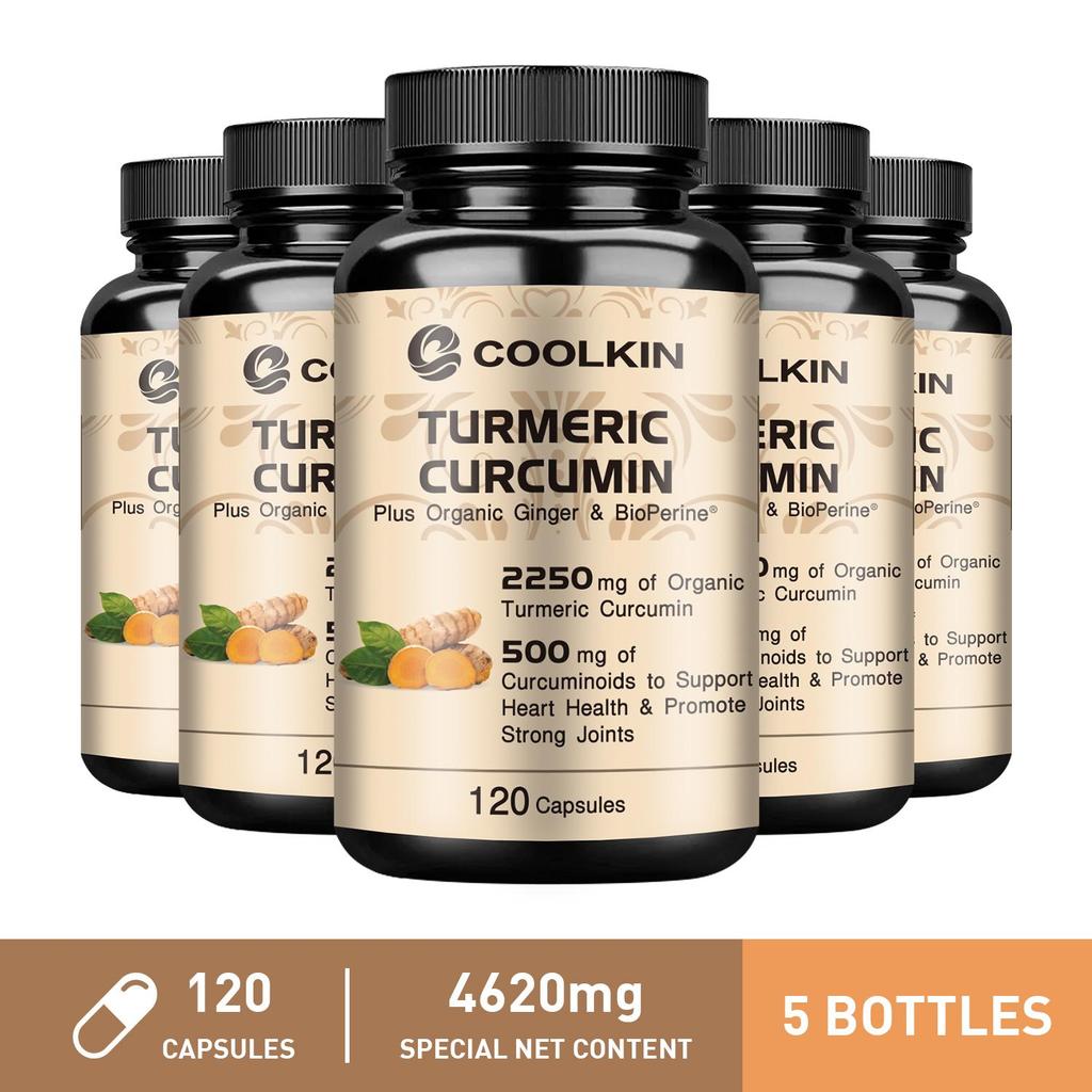Potent turmeric capsules, containing curcumin and black pepper extract, for joint health, suitable for both men and women.