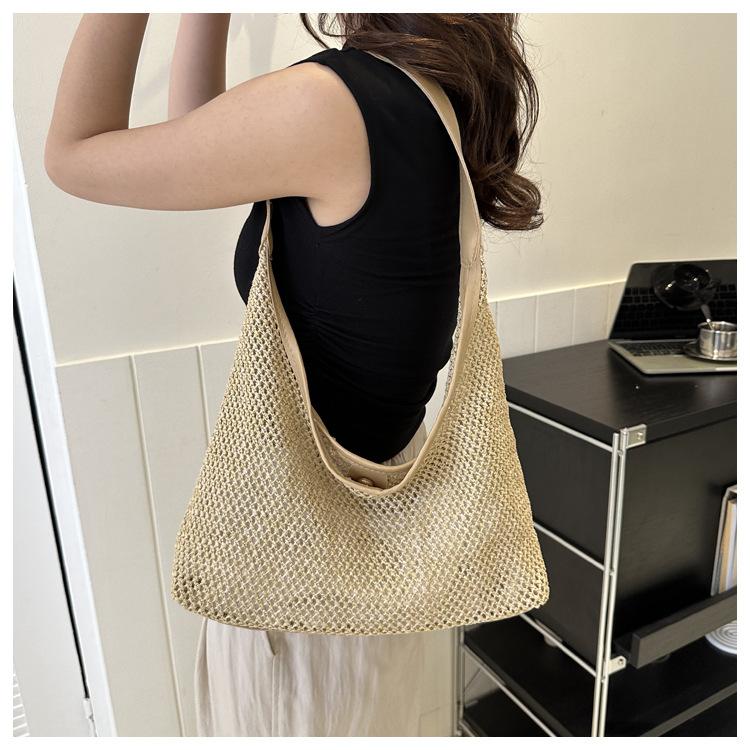 Woven Straw Tote Bag for Women Large Capacity Bucket Shoulder Handbag KTB