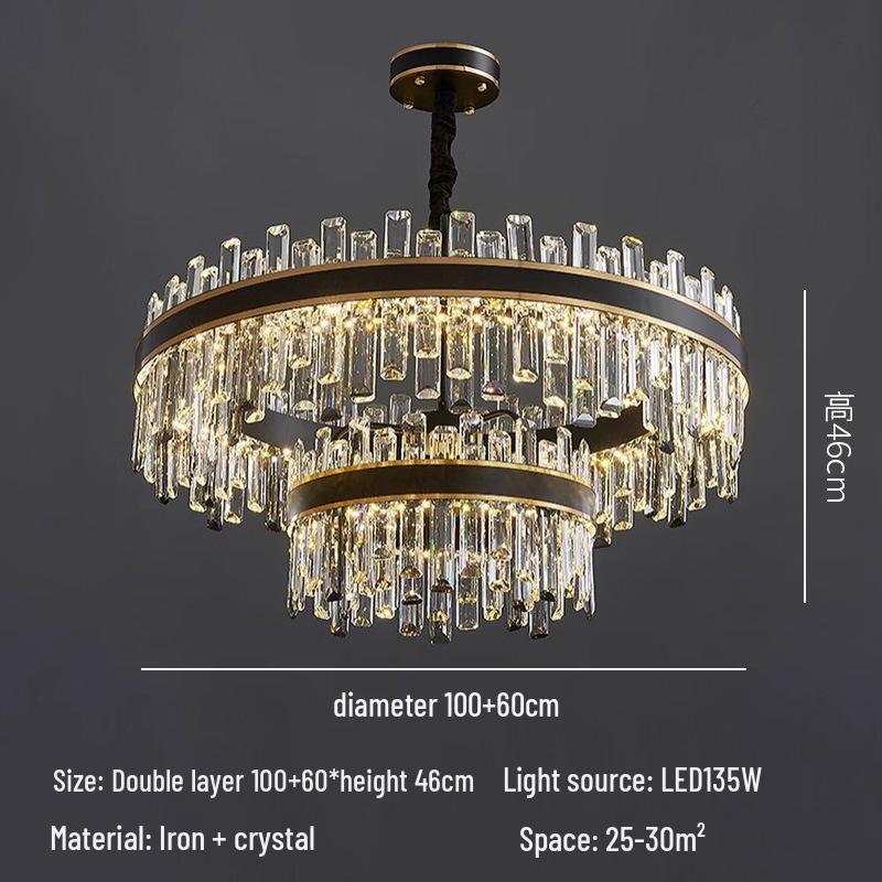 High-End Crystal Chandelier for Modern Spaces - Black, Luxury Lighting for Living Room, Bedroom, Bar, Restaurant, or Villa