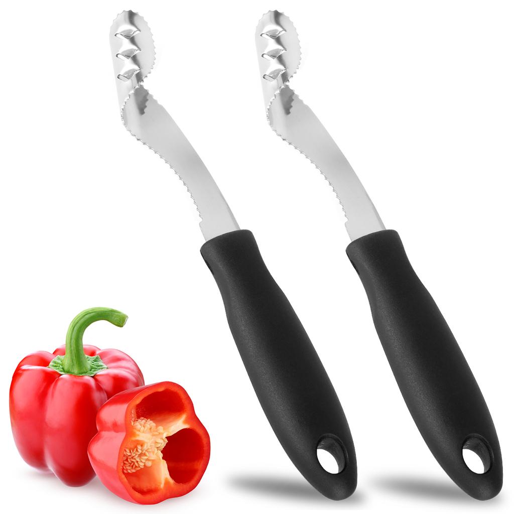 Stainless Steel Pepper Corer with Non-slip Rubber Handle Creative Chili Deseeder Pepper Seed Remover Tool Cooking Accessories