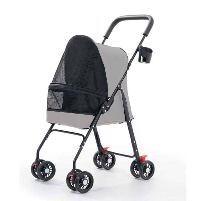 Lightweight Foldable Pet Stroller for Dogs and Cats with Basket
