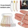 12PCS Shiny Pins Rhinestone Safety Pins Gold Rhinestone Large Brooches Pins Fancy Safety Pins  Women
