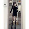 Women's Spring 2025 Black Velvet Lace Patchwork Top
