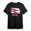 Men's Cotton Comfy T-Shirt Nepal Mountain Symbol Art Tee Short Oversize Black