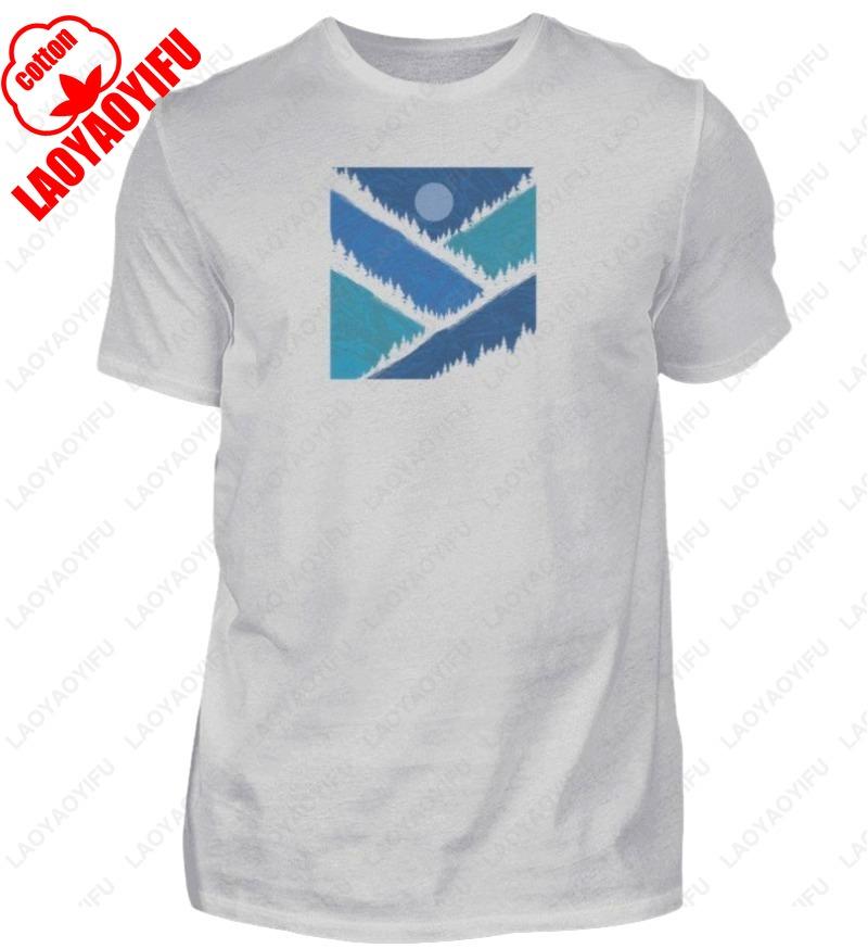 Tshirt Unisex Mountains Geometric Shirt Unisex Birthday Gift Nature Travel Tshirt High Quality Cotton Print Shortsleev Funny Tops