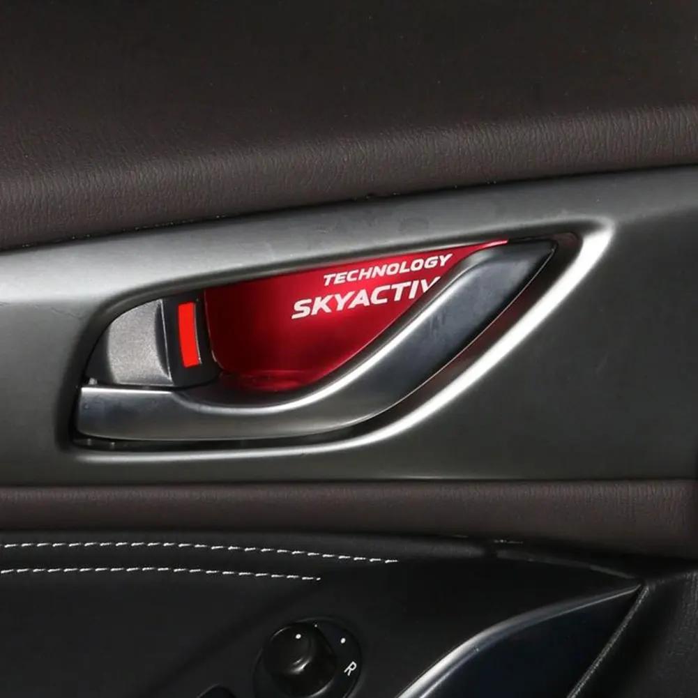 4ps Car Door Bowl Handle Cover Trim Stickers Case For Mazda Skyactiv Technology Logo 3 6 CX 5 CX3 Car Styling Accessories